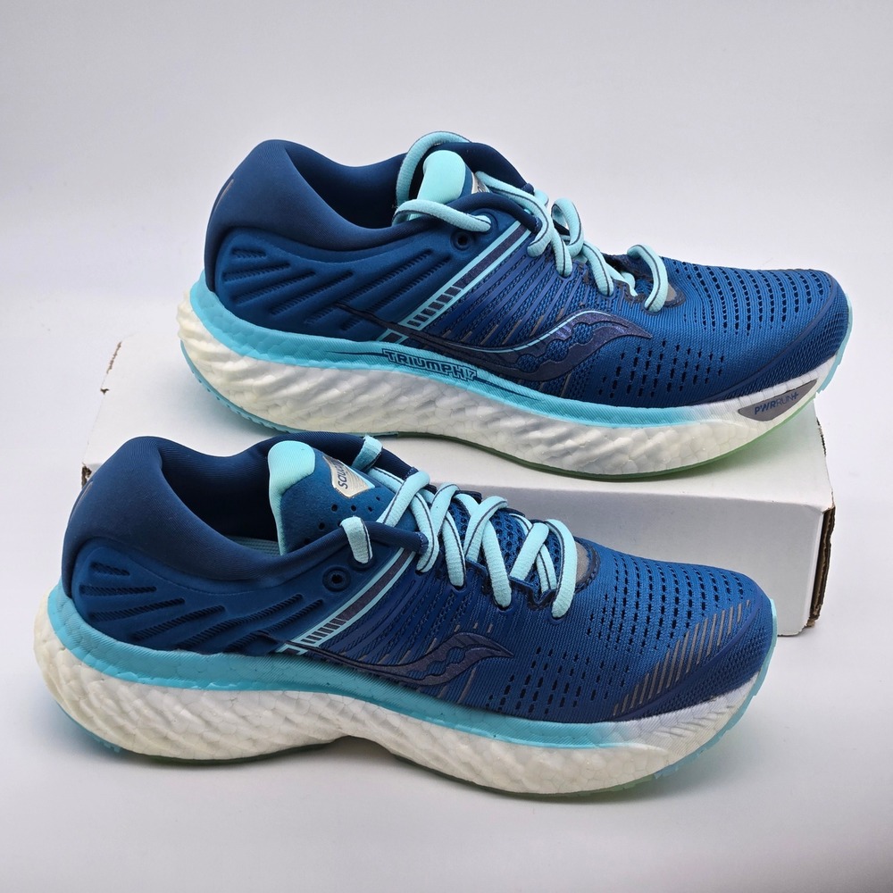 Saucony‎ Triumph 17 Running Shoes Womens 5 Blue Aqua S10546-25 PWRRUN+ FORMFIT